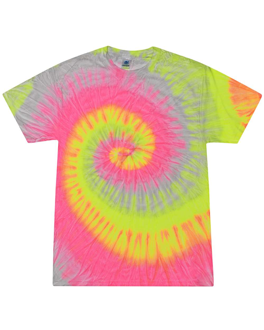 Front View of Silver Rainbow Youth Multi-Color Tie-Dyed T-Shirt - CD1000Y