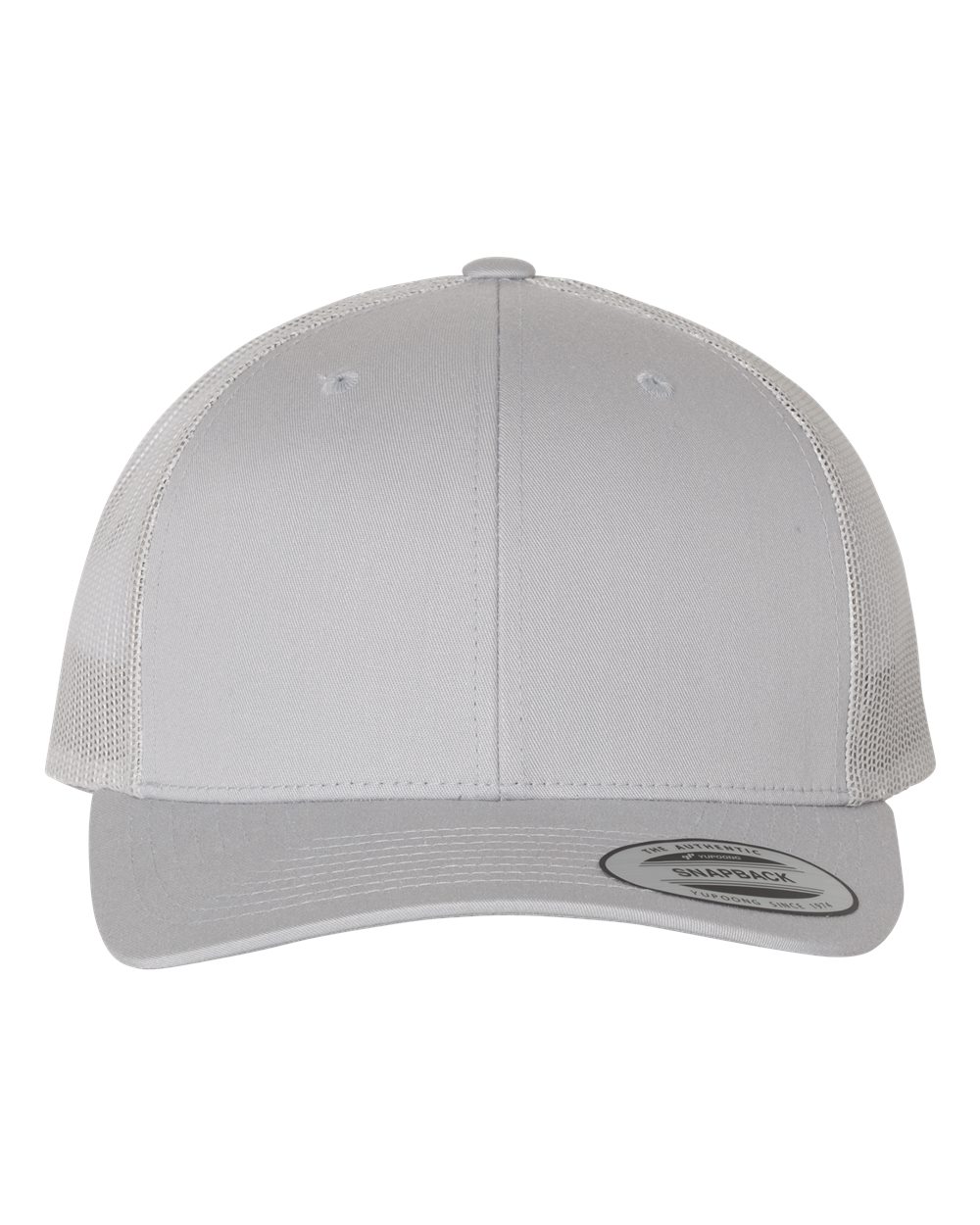 Front View of Silver Retro Trucker Cap - 6606