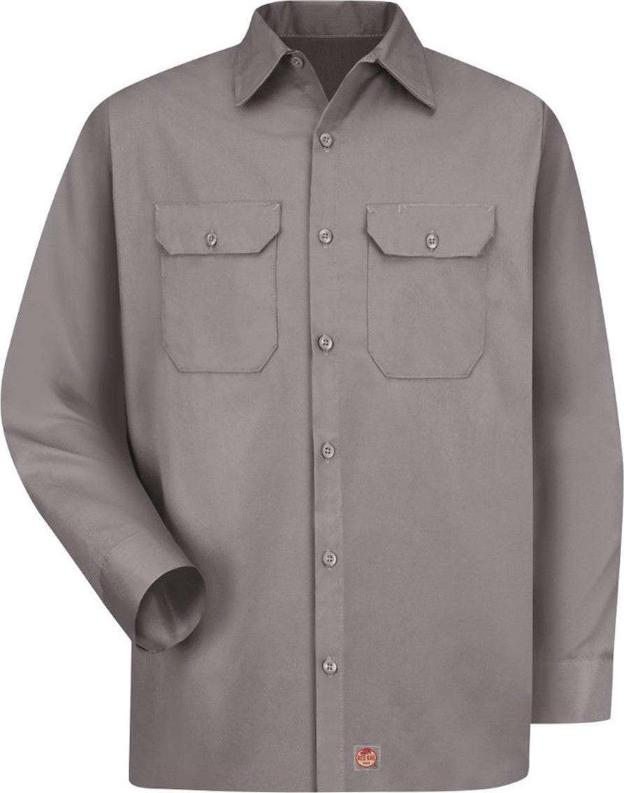 Front View of Silver Utility Long Sleeve Work Shirt - Tall Sizes - ST52T