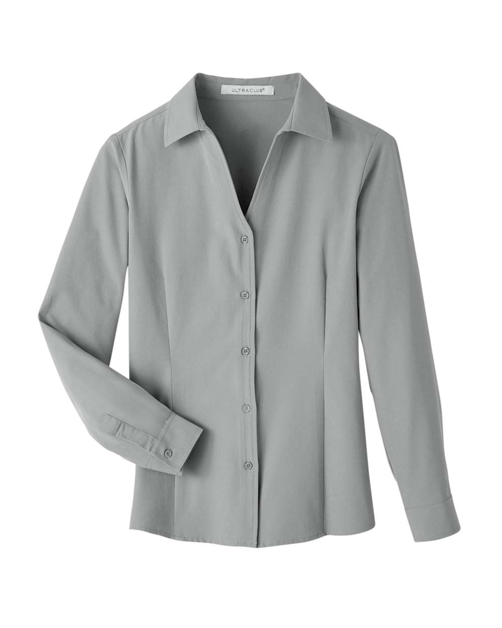 Front View of Silver Women's Bradley Performance Woven Shirt - UC500W