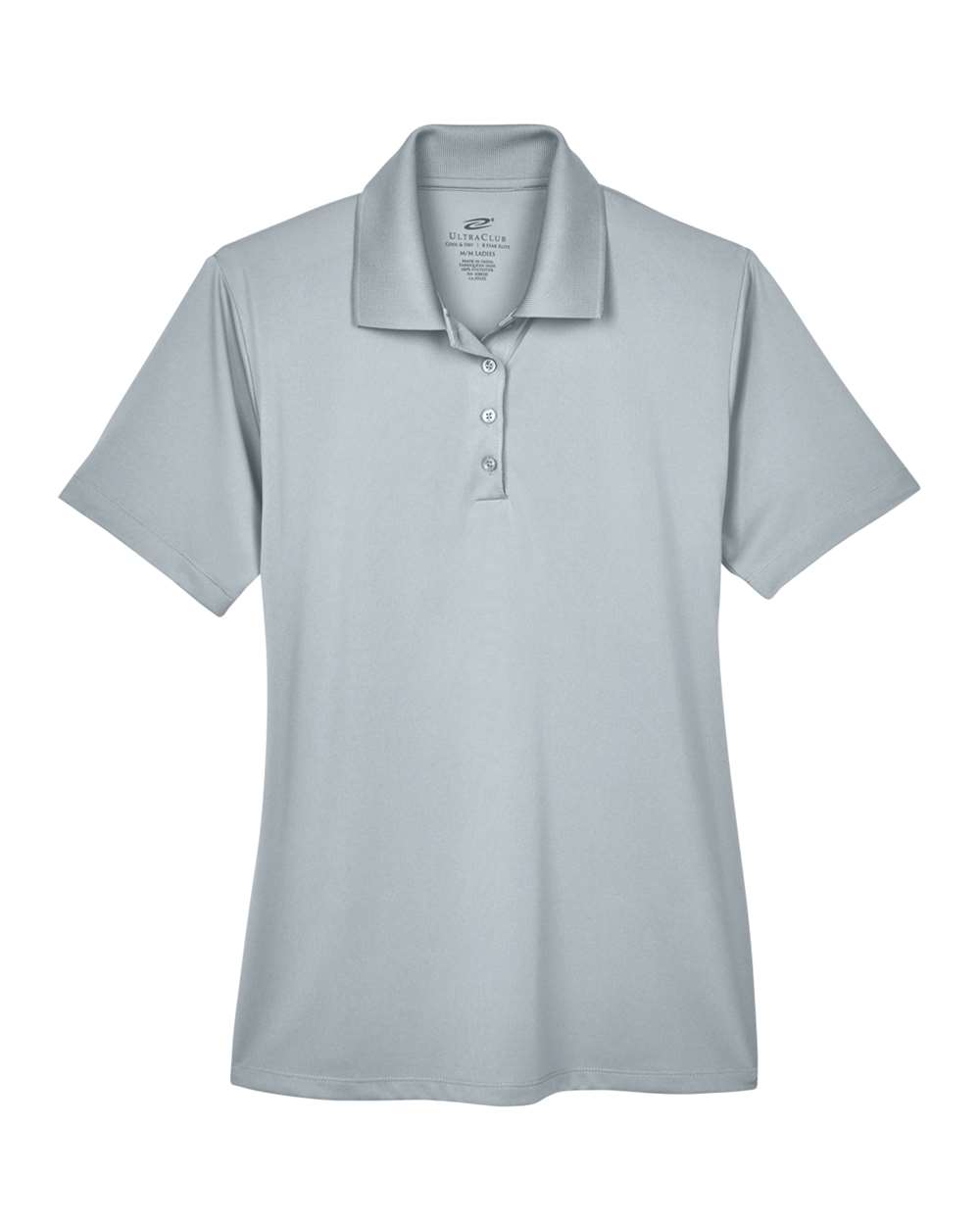 Front View of Silver Women's Cool & Dry 8-Star Elite Performance Interlock Polo - 8610L