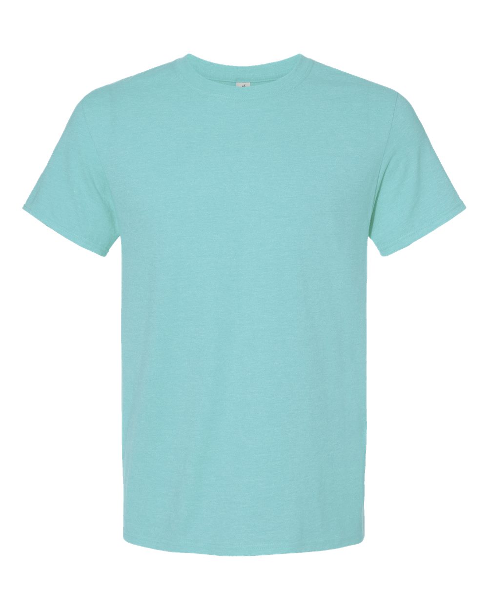 Front View of Simply Aqua Heather Premium Blend Ring-Spun T-Shirt - 560MR