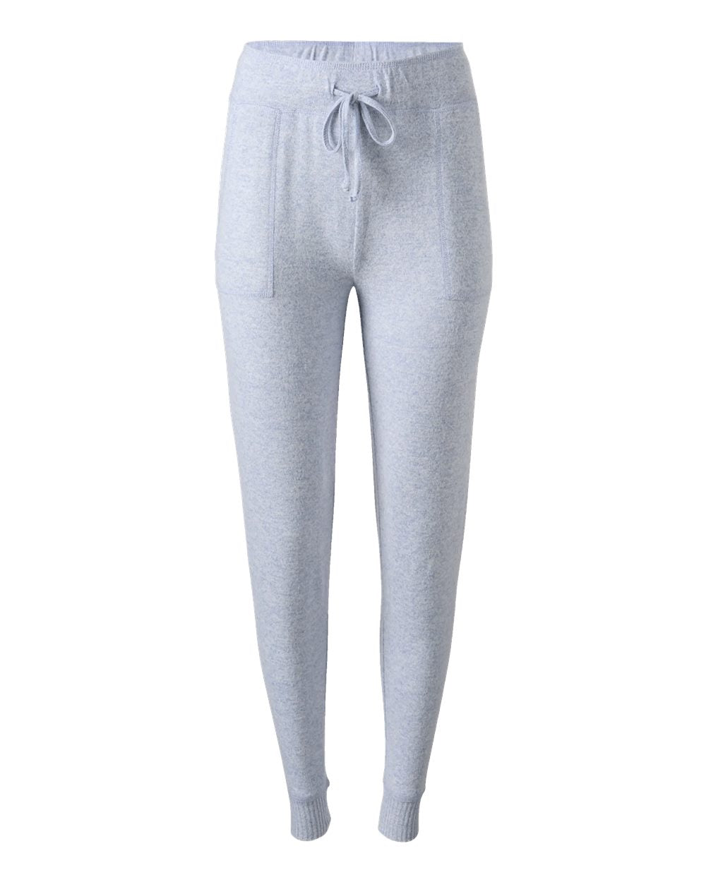 Front View of Sky Blue Heather Women's Cuddle Fleece Joggers - L09