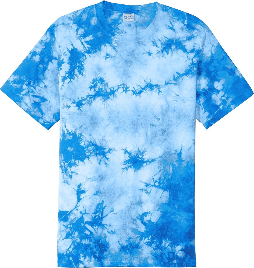 Front View of Sky Blue Port & Co Crystal Tie-Dye Tee PC145