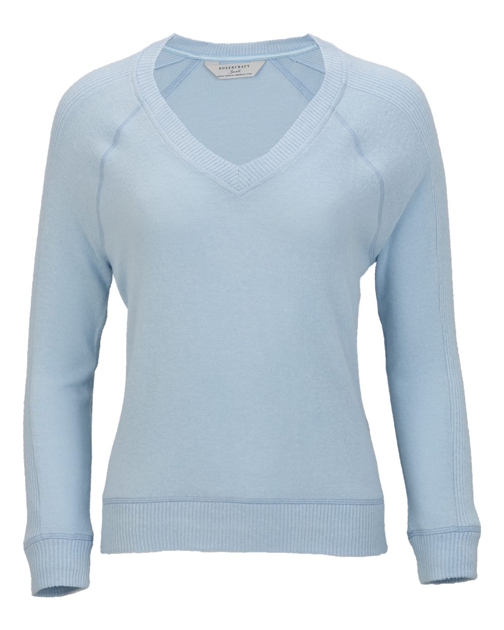 Front View of Sky Blue Women's Cuddle V-Neck Pullover - BW1201