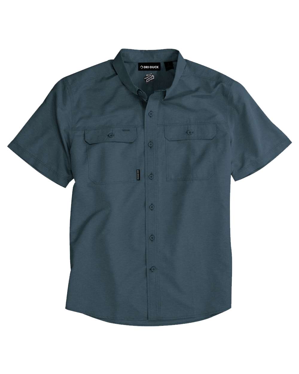 Front View of Slate Blue Crossroad Woven Short Sleeve Shirt - 4445