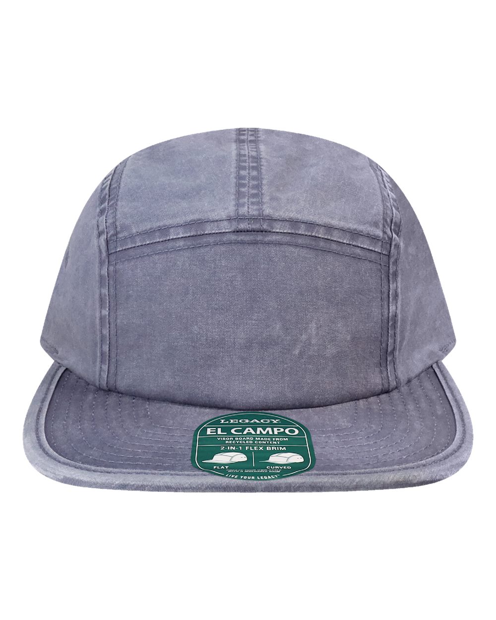 Front View of Slate Blue El Campo Five-Panel Camper Hat - ELCMPO