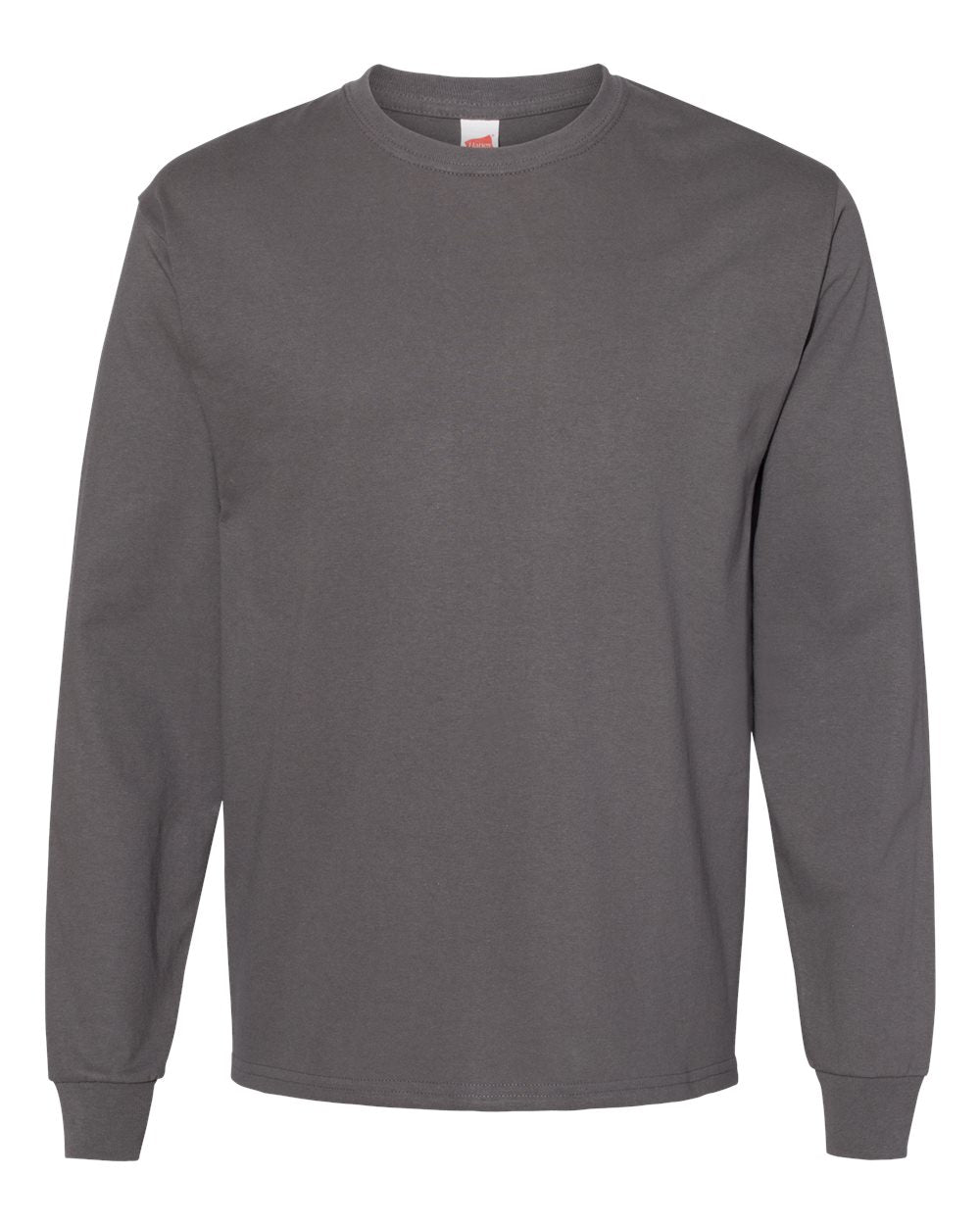 Front View of Smoke Grey Essential-T Long Sleeve T-Shirt - 5286