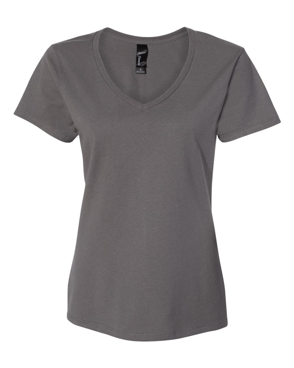 Front View of Smoke Grey Perfect-T Women’s V-Neck T-Shirt - S04V