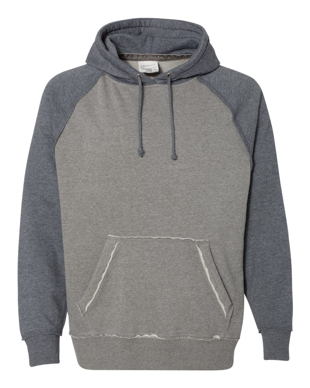 Front View of Smoke Heather/ Vintage Navy Heather Vintage Heather Hooded Sweatshirt - 8885