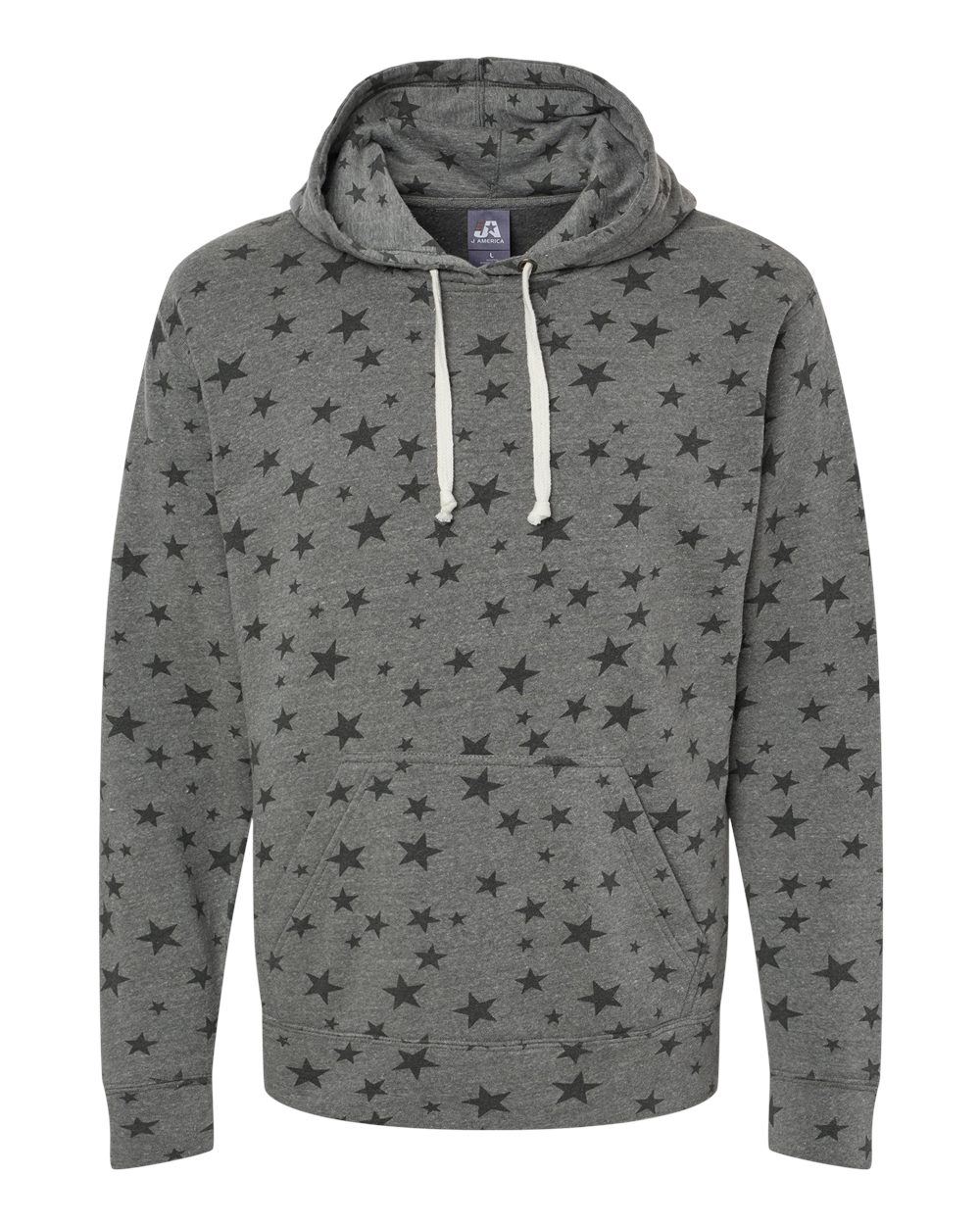 Front View of Smoke Stars Triblend Triblend Fleece Hooded Sweatshirt - 8871