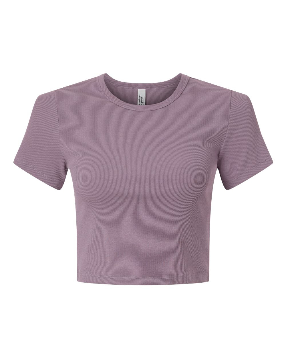 Front View of Smokey Violet Women's Baby Rib Cropped Tee - BR210