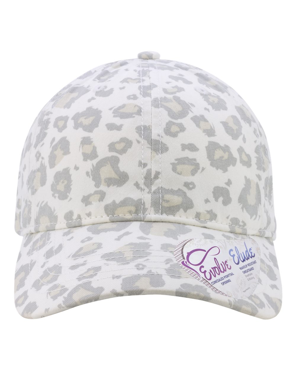 Front View of Snow Leopard Women's Garment-Washed Fashion Print Cap - HATTIE