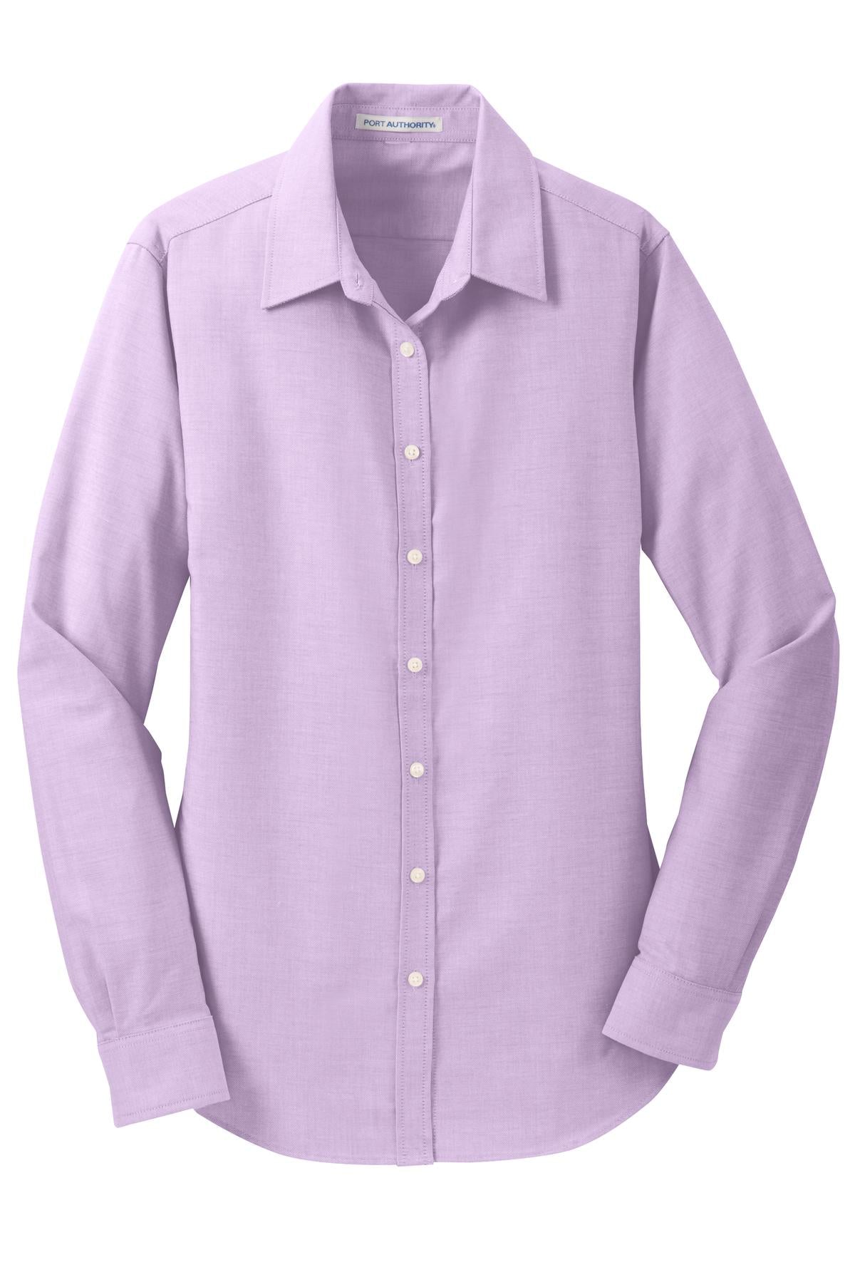Front View of Soft Purple Port Authority Women's SuperPro Oxford Shirt. L658