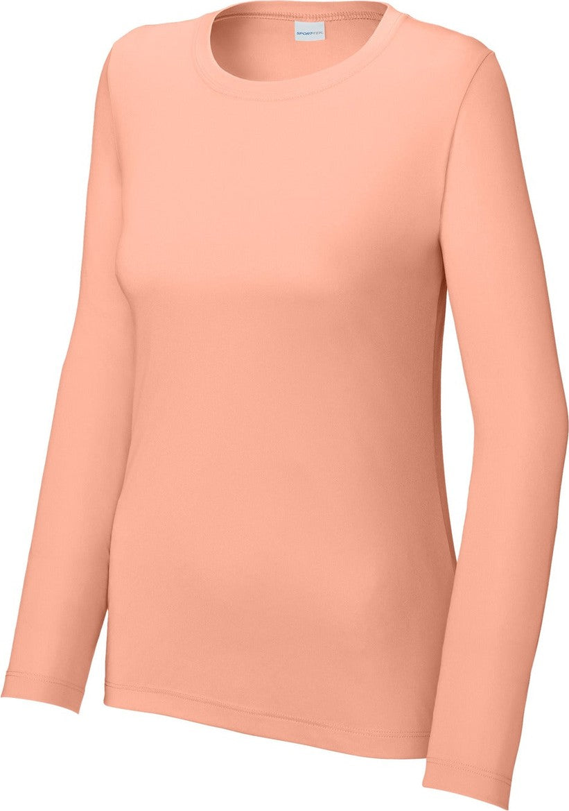 Front View of SoftCoral Sport-Tek Women's Posi-UV Pro Long Sleeve LST420LS