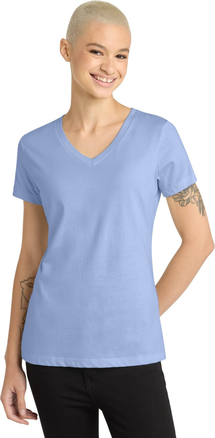 Front View of SoftLilac District - Women's Perfect Weight V-Neck Tee. DM1170L