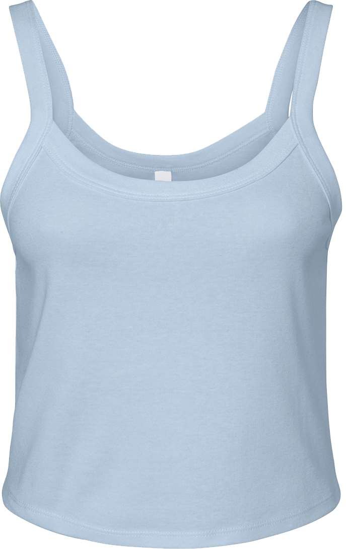 Front View of Solid Baby Blue Blend Women&#39;s Micro Rib Spaghetti Strap Tank - 1012