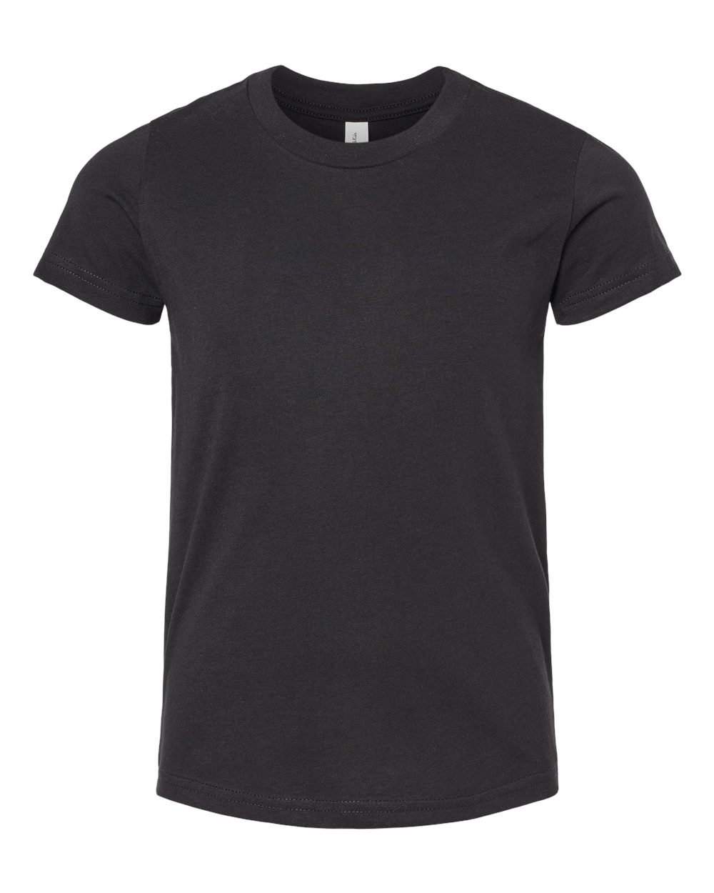 Front View of Solid Black Blend Youth CVC Jersey Tee - 3001YCVC