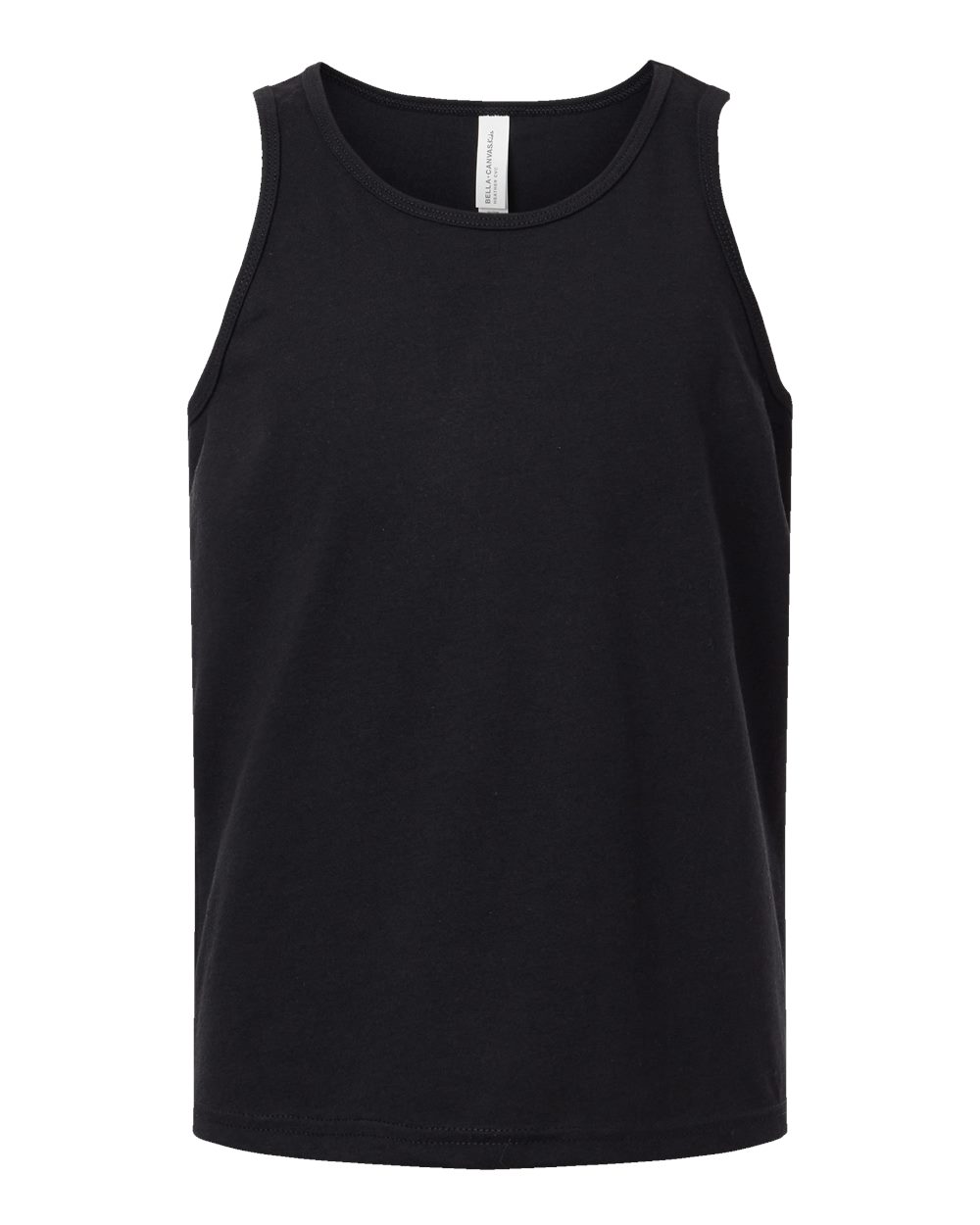 Front View of Solid Black Blend Youth Heather CVC Tank - 3480YCVC