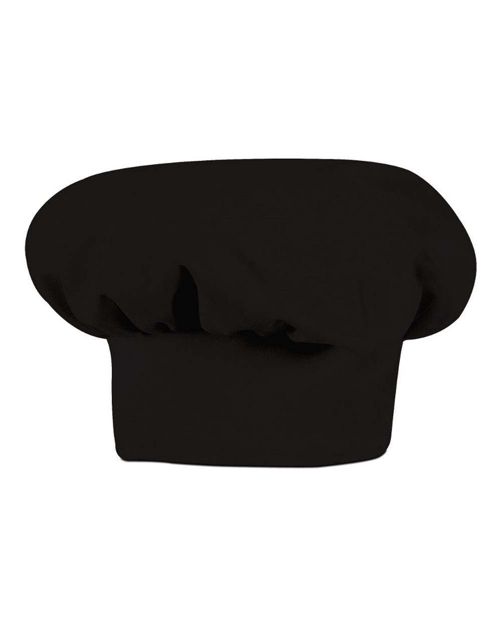 Front View of Solid Black Chef Hat - HP60