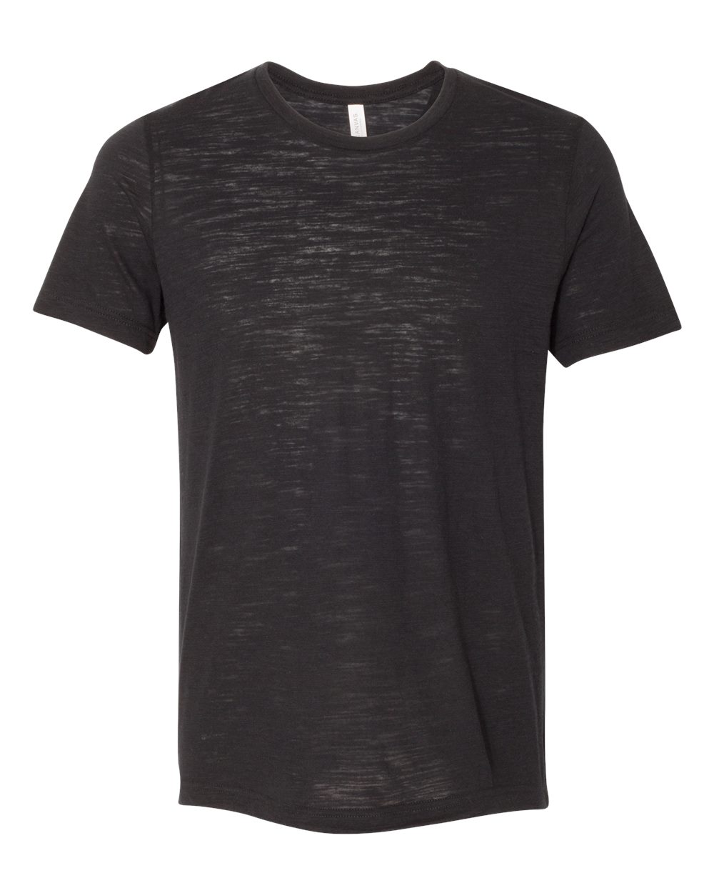 Front View of Solid Black Slub Texture Tee - 3650