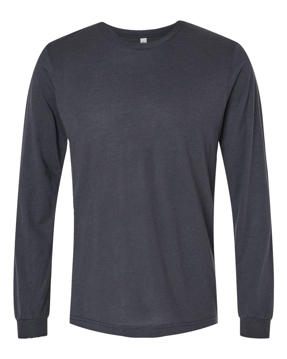 Front View of Solid Dark Grey Triblend Triblend Long Sleeve Tee - 3513