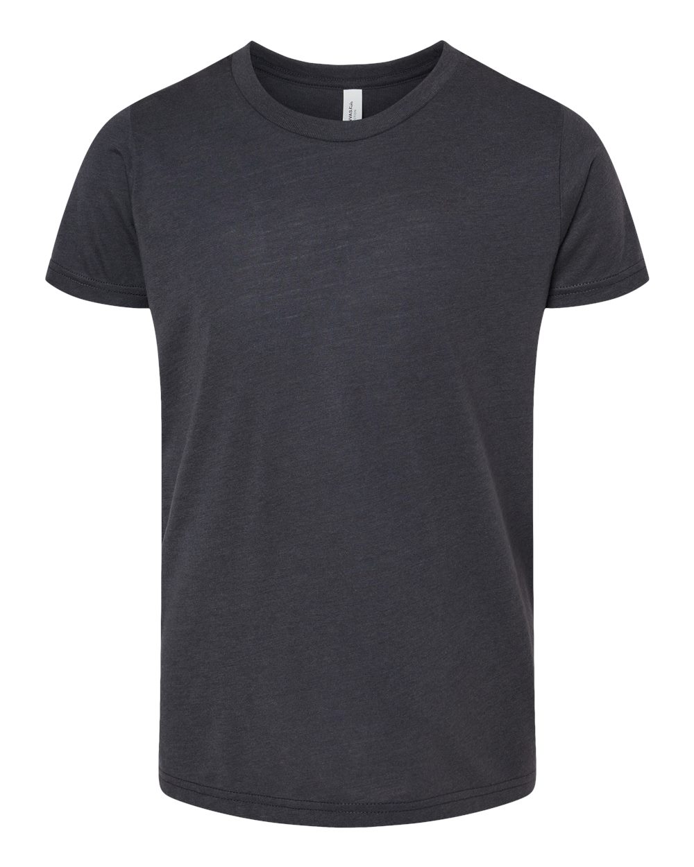 Front View of Solid Dark Grey Triblend Youth Triblend Tee - 3413Y