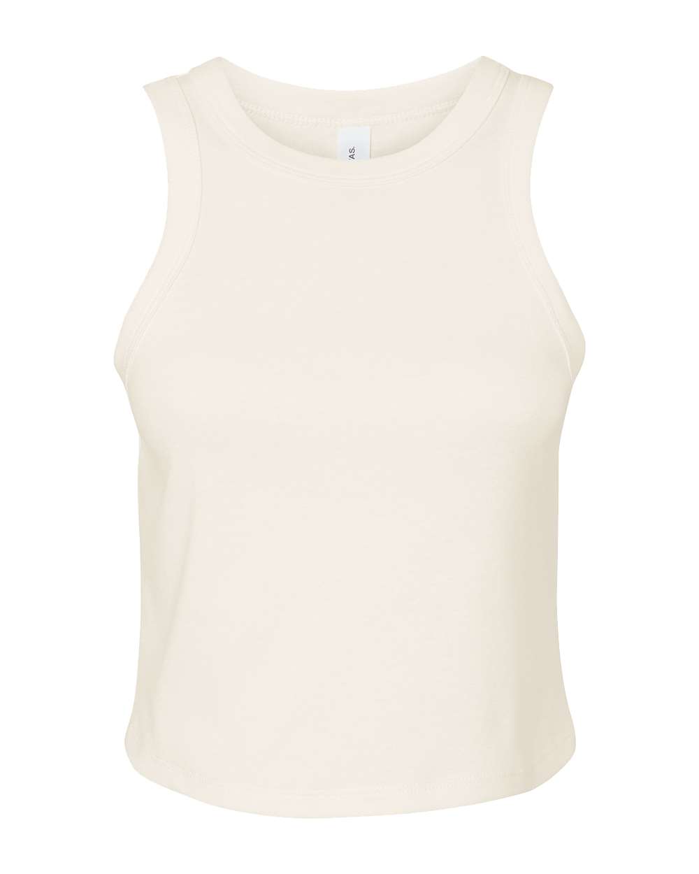 Front View of Solid Natural Blend Women's Micro Rib Racer Tank - 1019