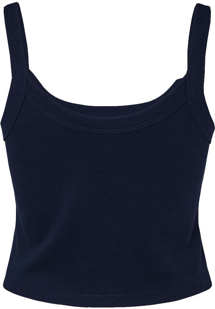 Front View of Solid Navy Blend Women's Micro Rib Spaghetti Strap Tank - 1012