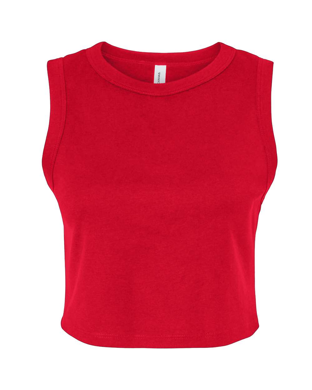 Front View of Solid Red Blend Women's Micro Rib Muscle Crop Tank - 1013