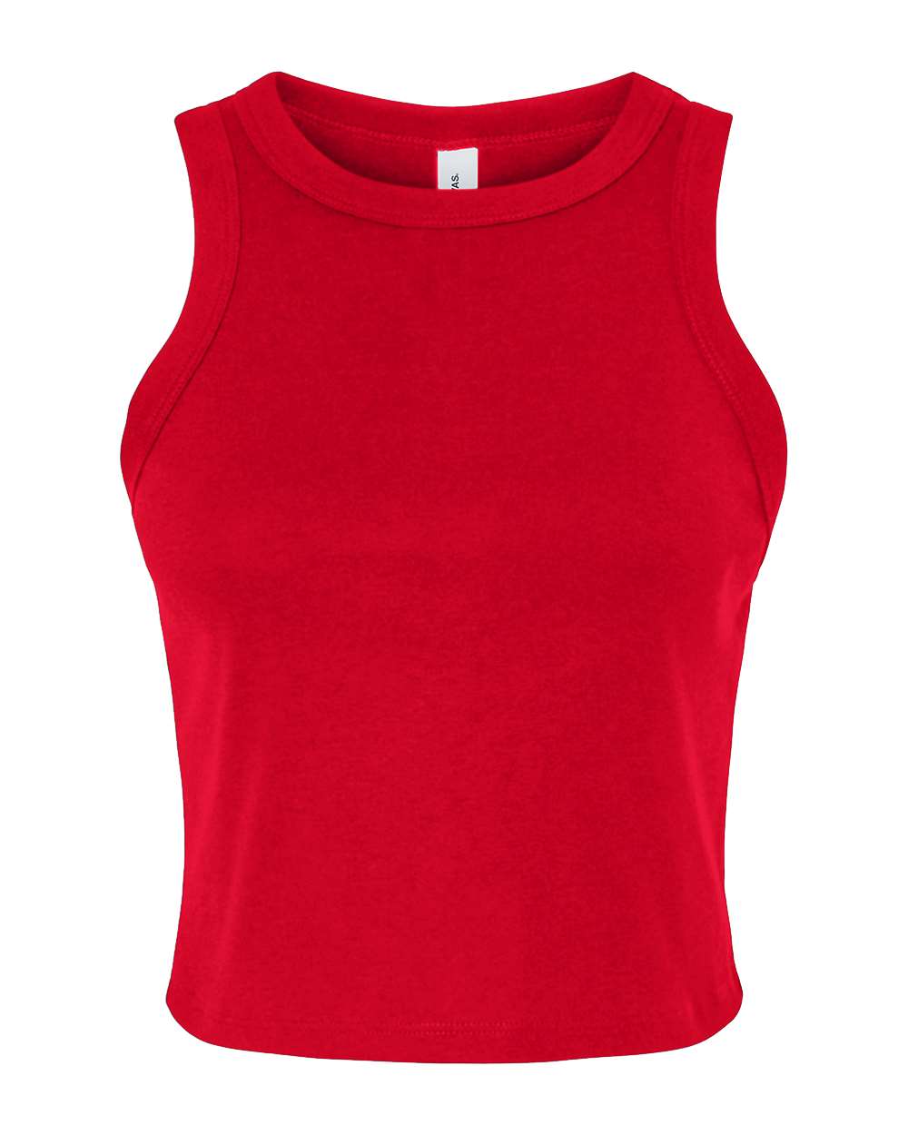 Front View of Solid Red Blend Women's Micro Rib Racer Tank - 1019