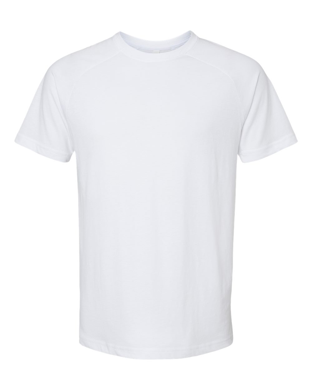 Front View of Solid White Blend Heather CVC Raglan Tee - 3201