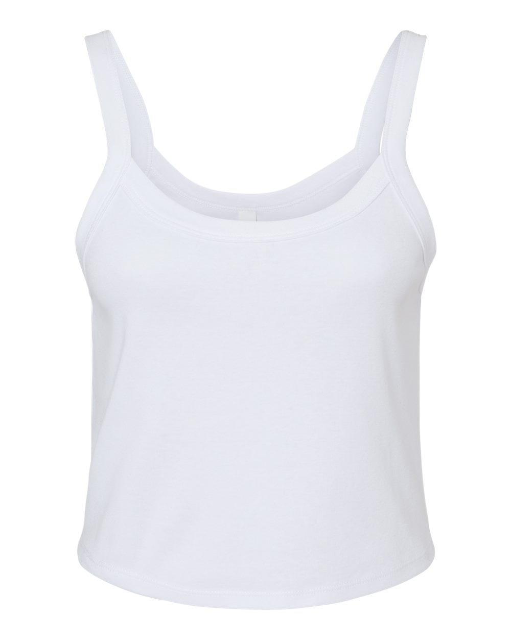 Front View of Solid White Blend Women's Micro Rib Spaghetti Strap Tank - 1012
