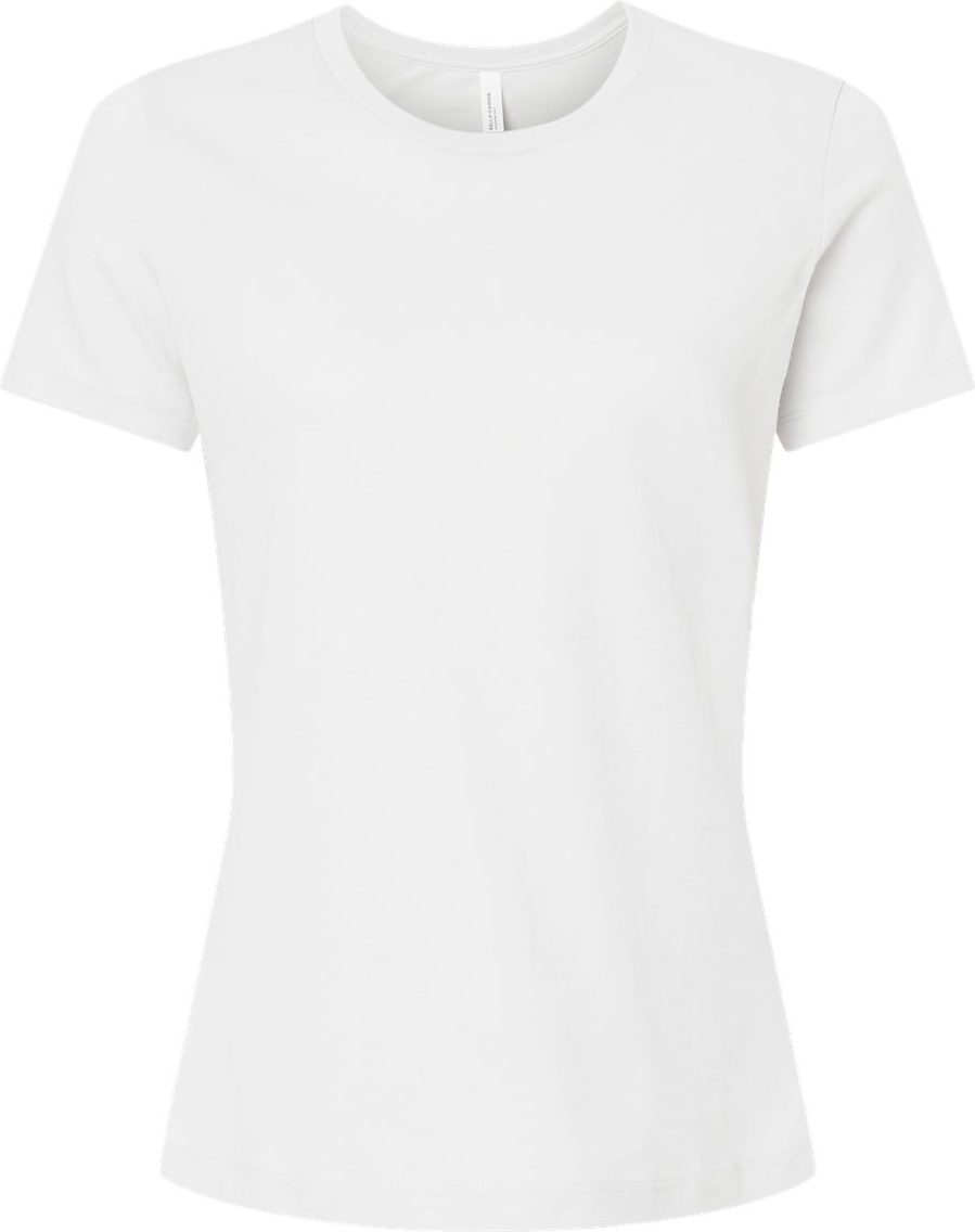 Front View of Solid White Blend Women’s Relaxed Fit Heather CVC Tee - 6400CVC