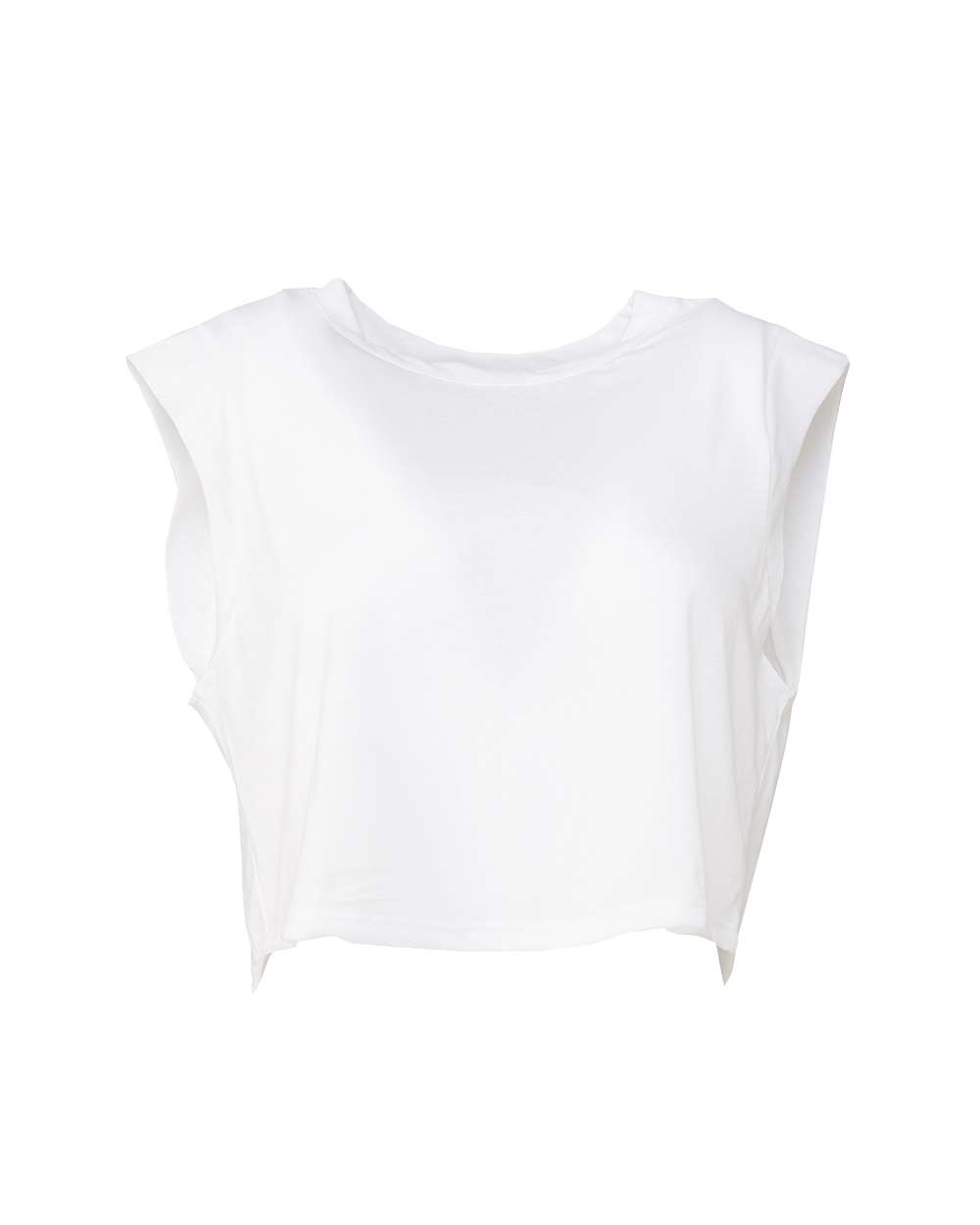Front View of Solid White Triblend FWD Fashion Women&#39;s Festival Crop Tank - 8483