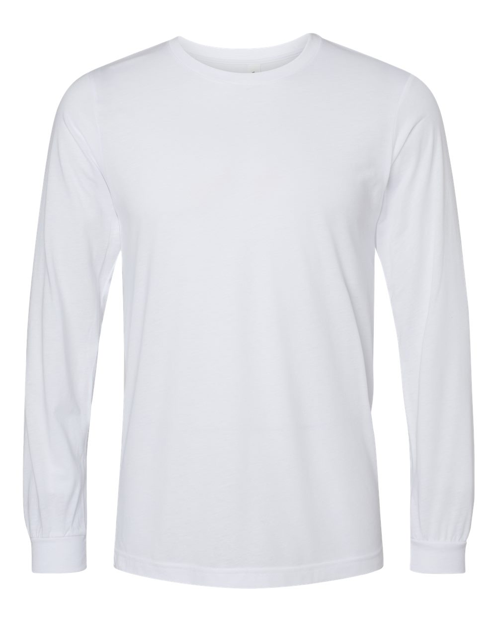 Front View of Solid White Triblend Triblend Long Sleeve Tee - 3513