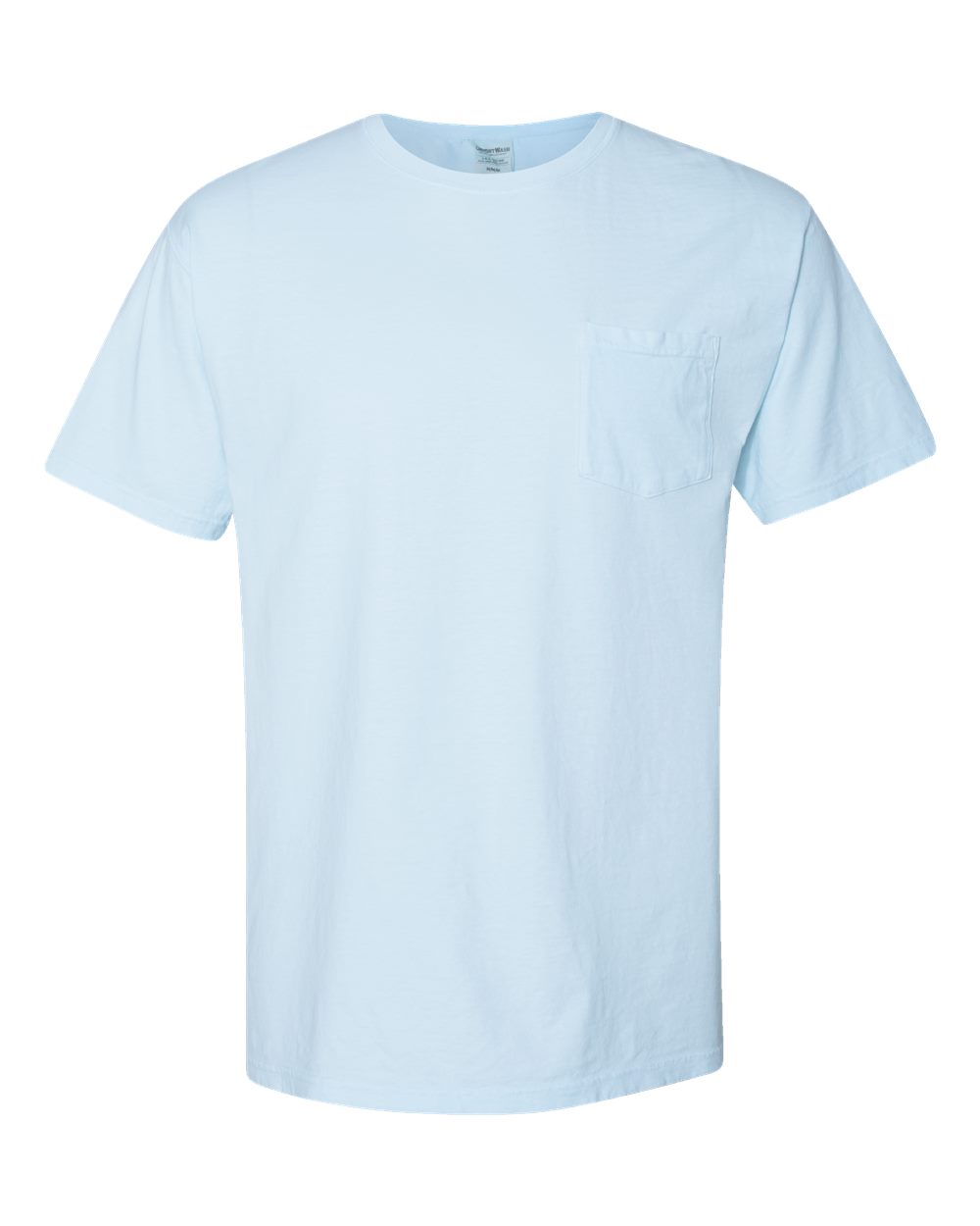 Front View of Soothing Blue Garment-Dyed Pocket T-Shirt - GDH150