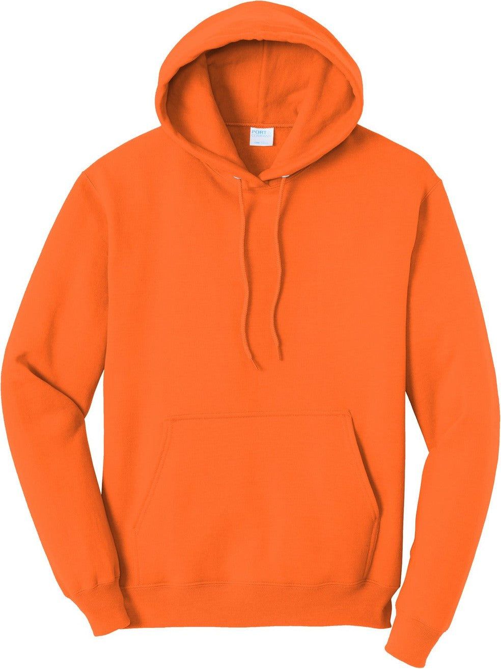 Front View of SOrange Port & Co Tall Core Fleece Pullover Hooded Sweatshirt PC78HT