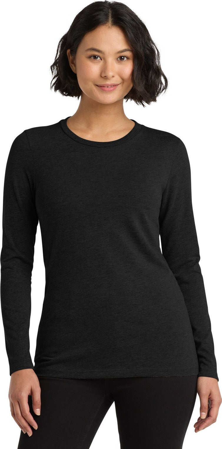 Front View of Space Black Allmade Women's Tri-Blend Long Sleeve Tee AL6008