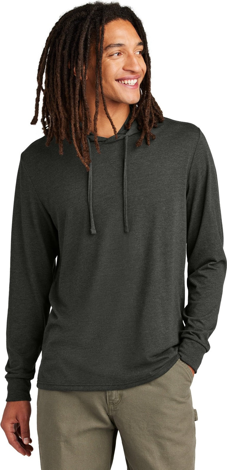 Front View of SpaceBlack Allmade Unisex Tri-Blend Hoodie Tee AL6003