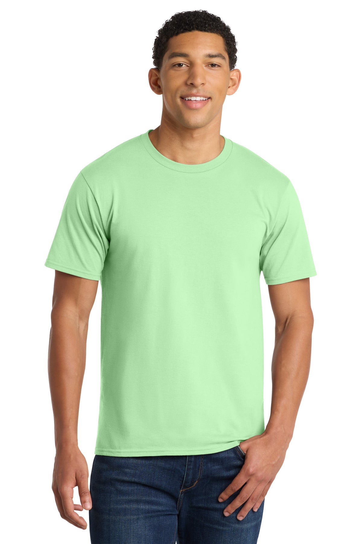 Front View of Spearmint Port & Co Fan Favorite Tee. PC450