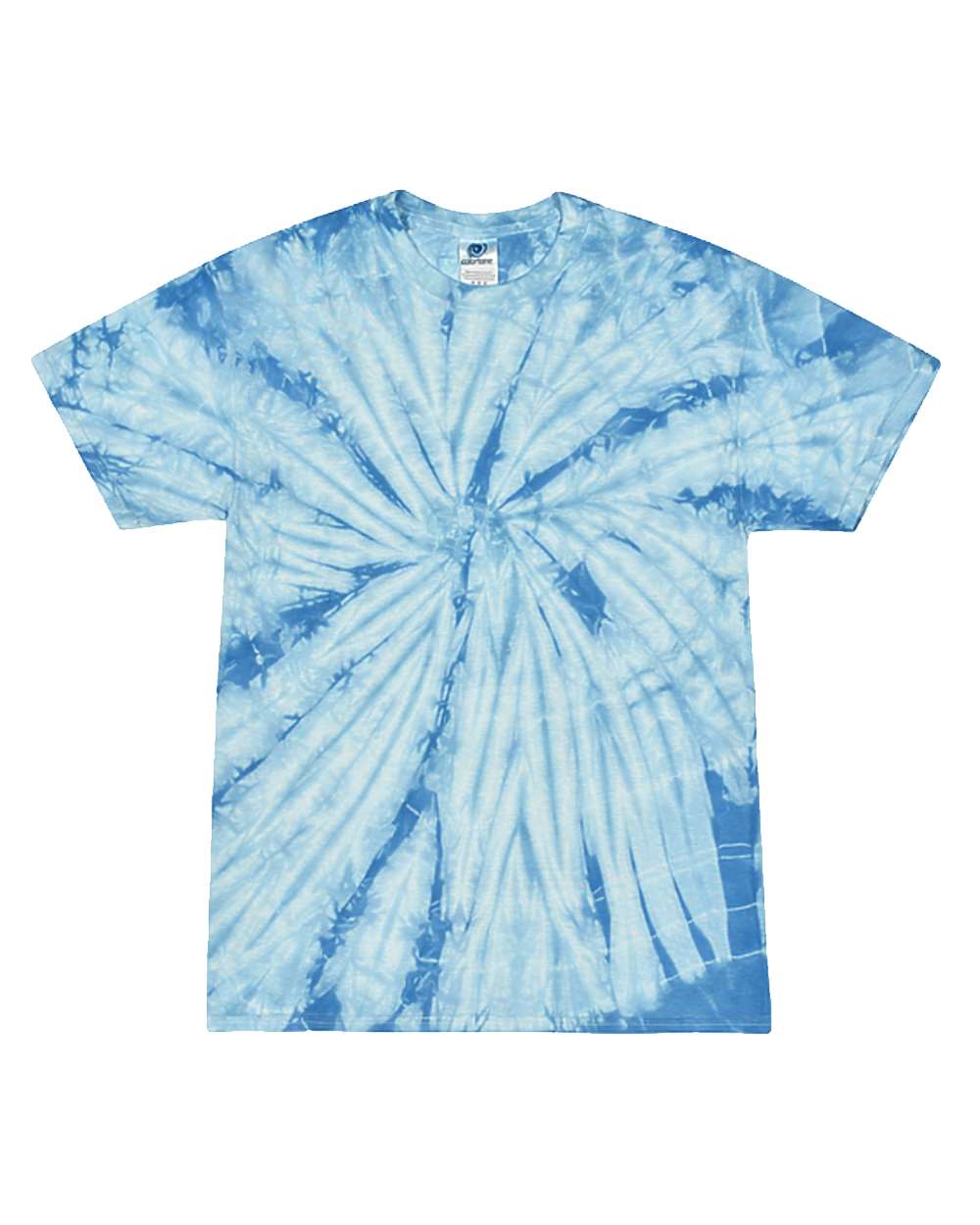 Front View of Spider Baby Blue Multi-Color Tie-Dyed T-Shirt - 1000