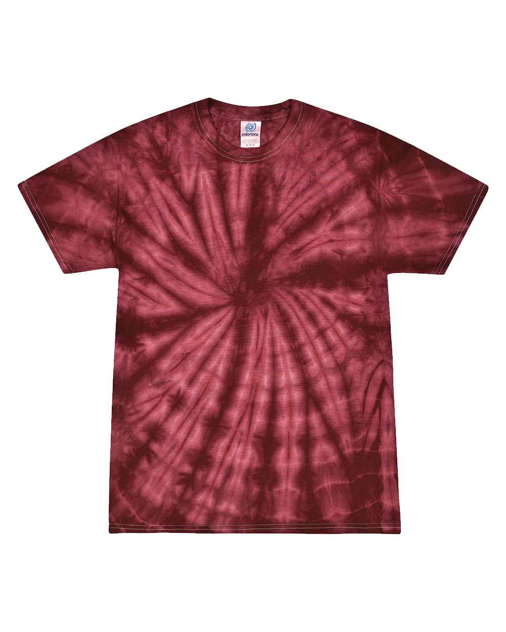 Front View of Spider Burgundy Multi-Color Tie-Dyed T-Shirt - 1000