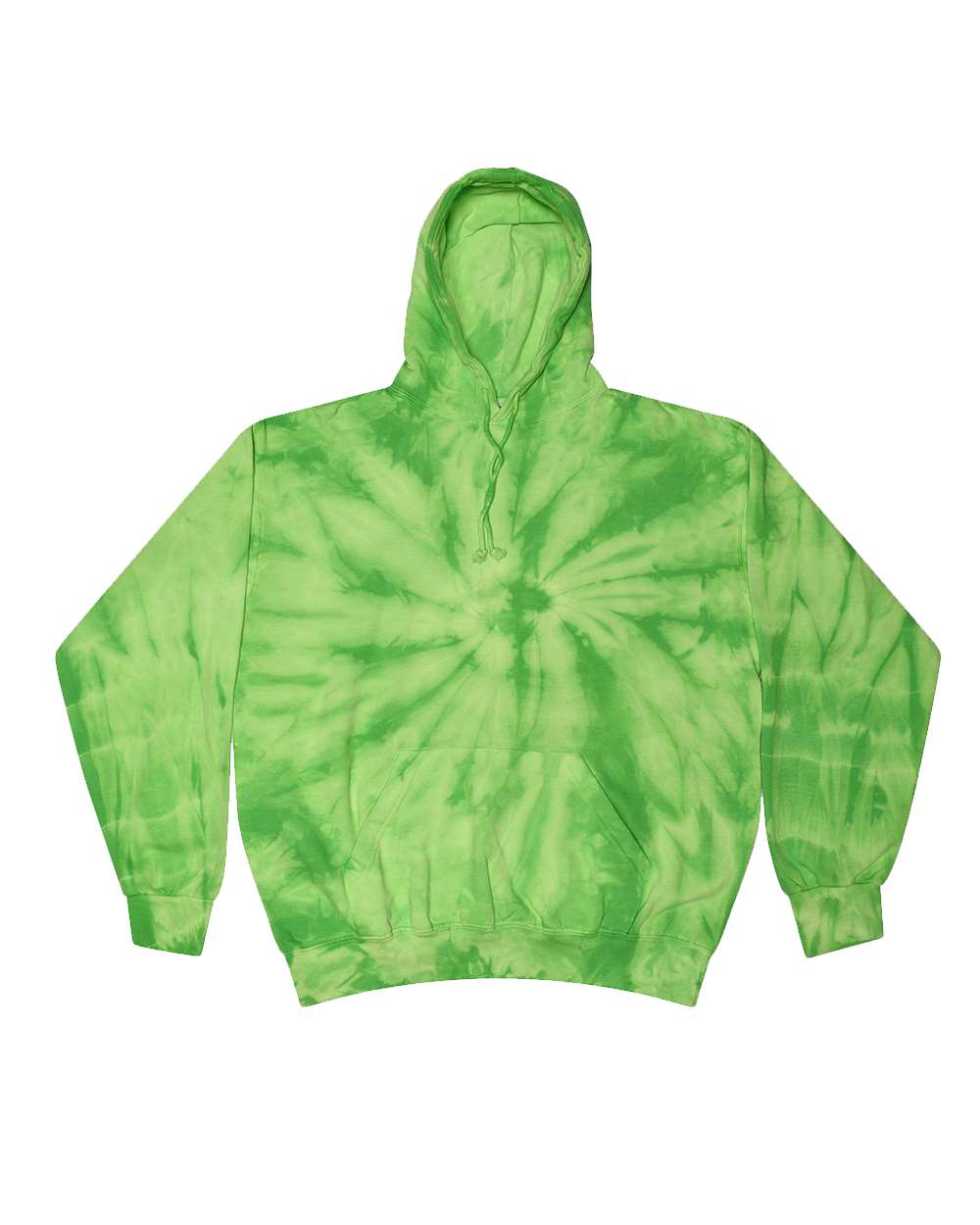 Front View of Spider Lime Tie-Dyed Hooded Sweatshirt - 8777