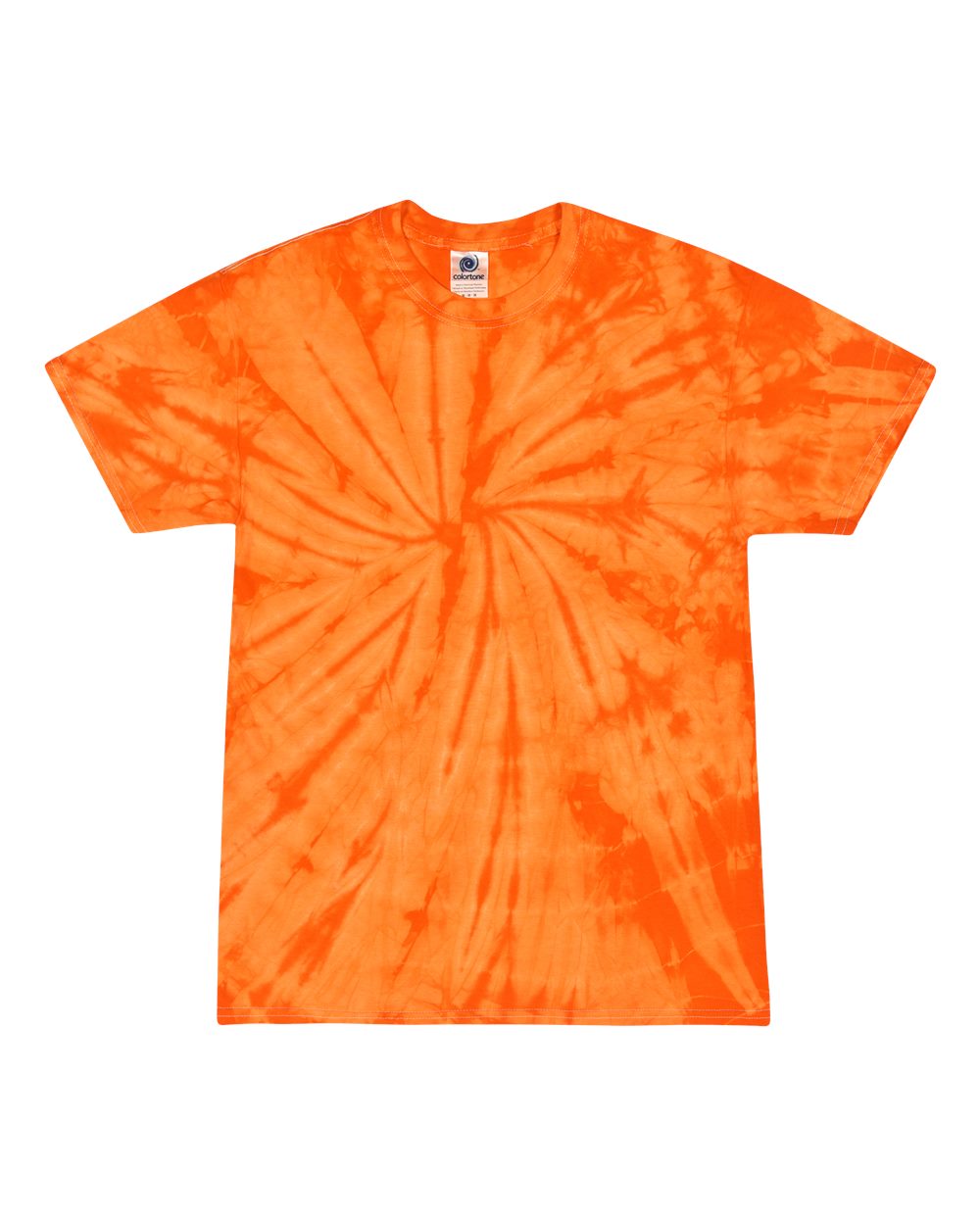 Front View of Spider Orange Youth Multi-Color Tie-Dyed T-Shirt - 1000Y