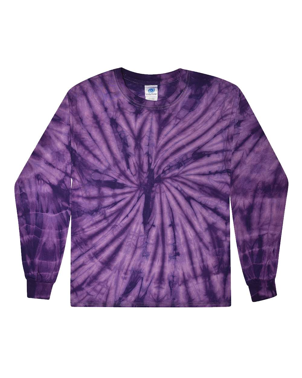Front View of Spider Purple Tie-Dyed Long Sleeve T-Shirt - 2000