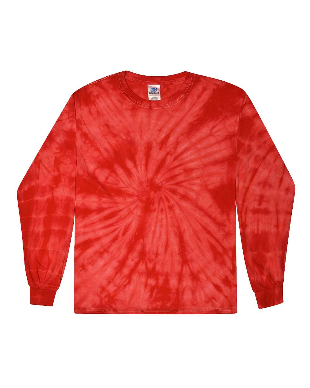 Front View of Spider Red Tie-Dyed Long Sleeve T-Shirt - 2000