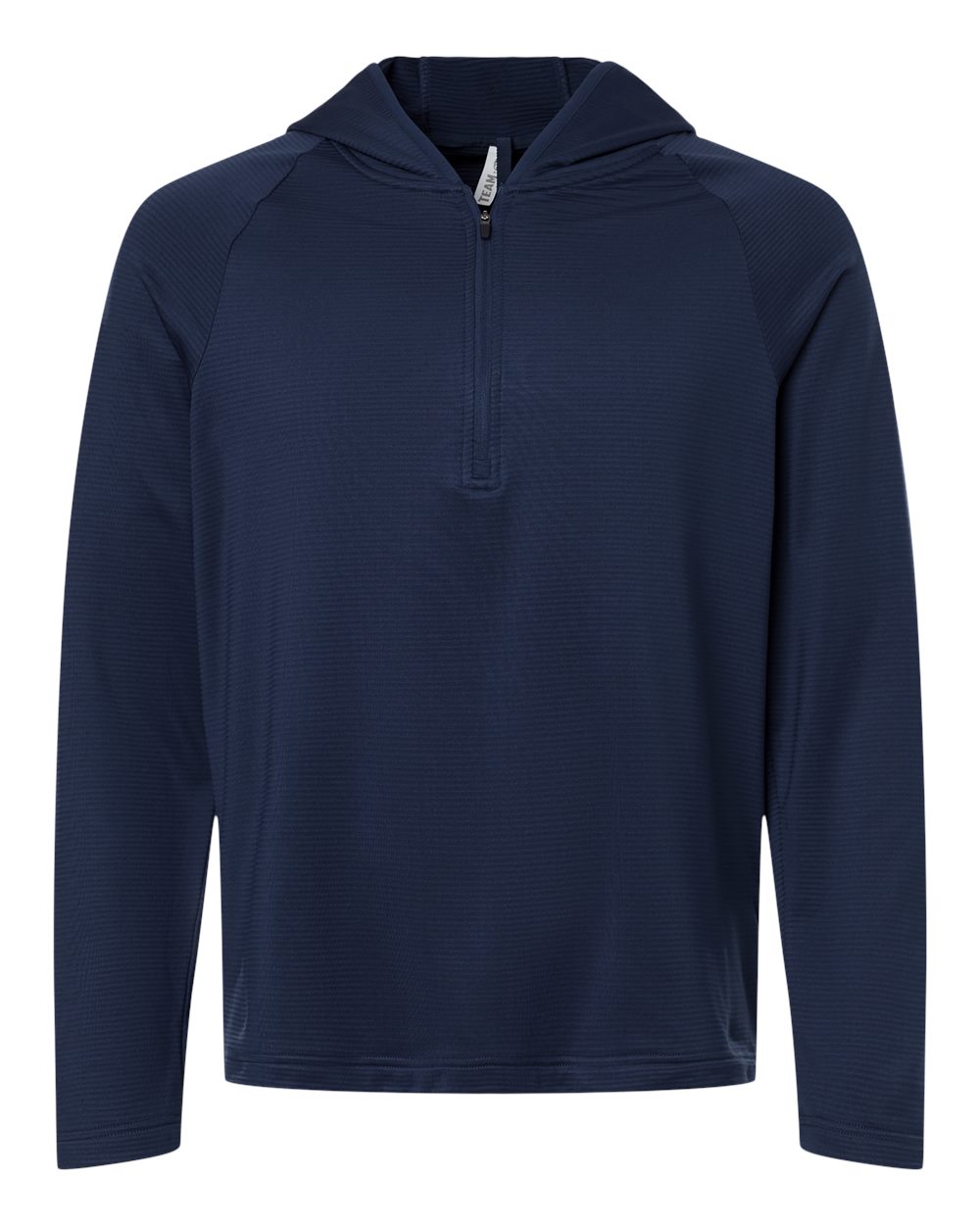 Front View of Sport Dark Navy Men's Qualify Quarter-Zip Hooded Pullover - TT200