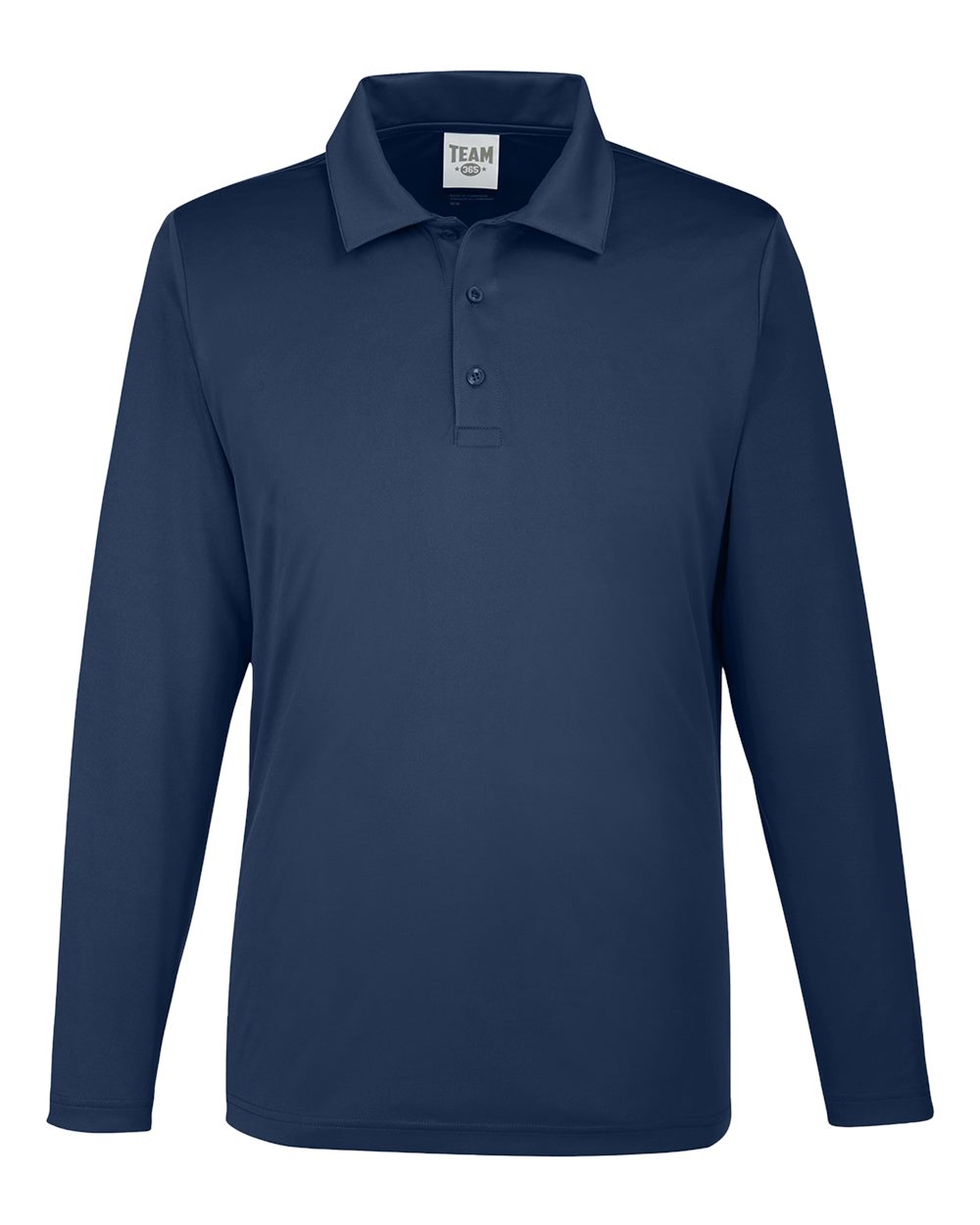 Front View of Sport Dark Navy Men's Zone Performance Long Sleeve Polo - TT51L