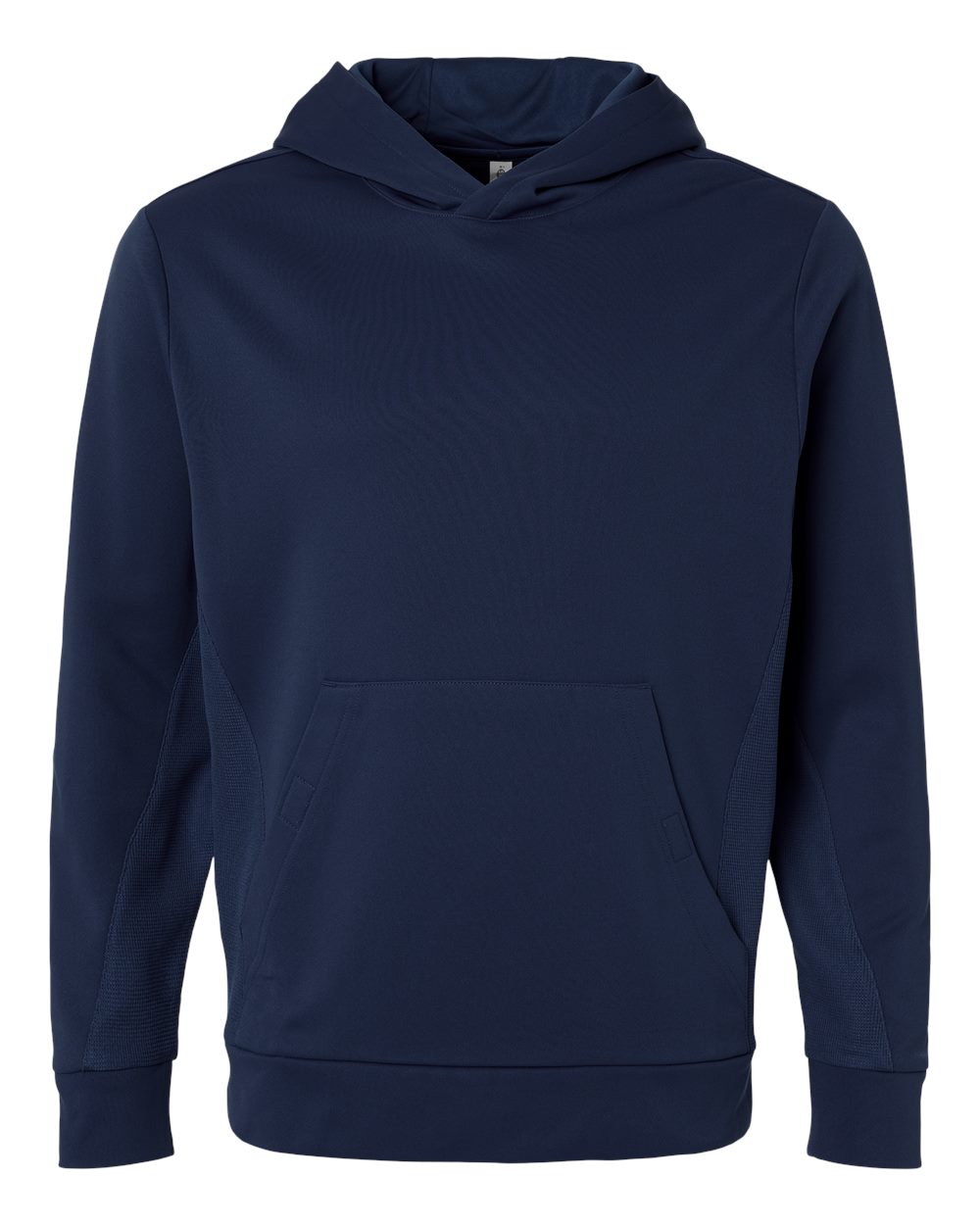 Front View of Sport Dark Navy Unisex Squad Hooded Tech Fleece Pullover - TT400